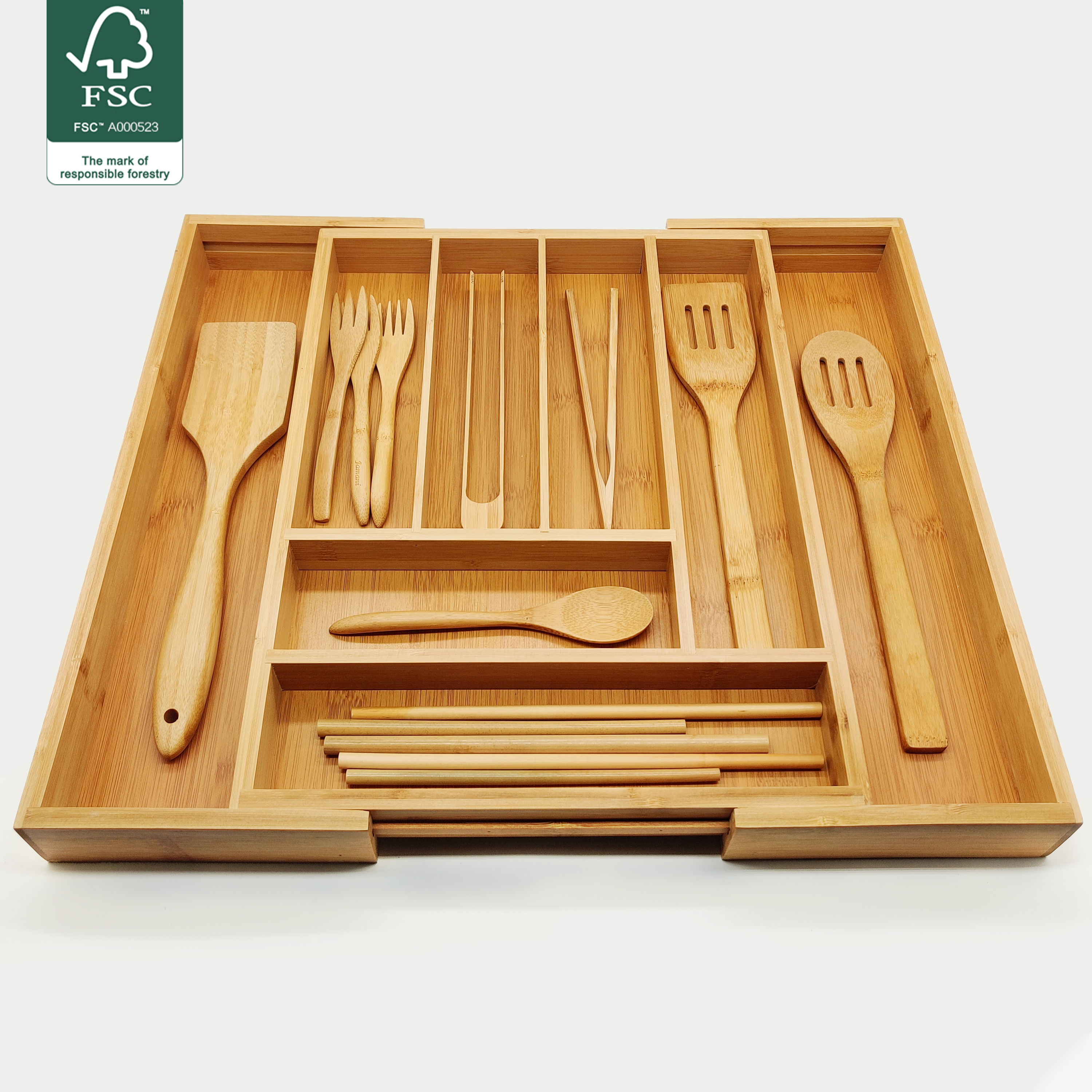 Bamboo drawer storage box