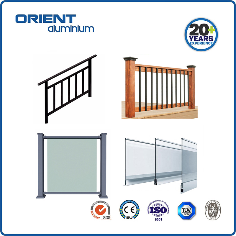 ORIENT ALUMINIUM Commercial Aluminium U Channel Glass Railing For Projects