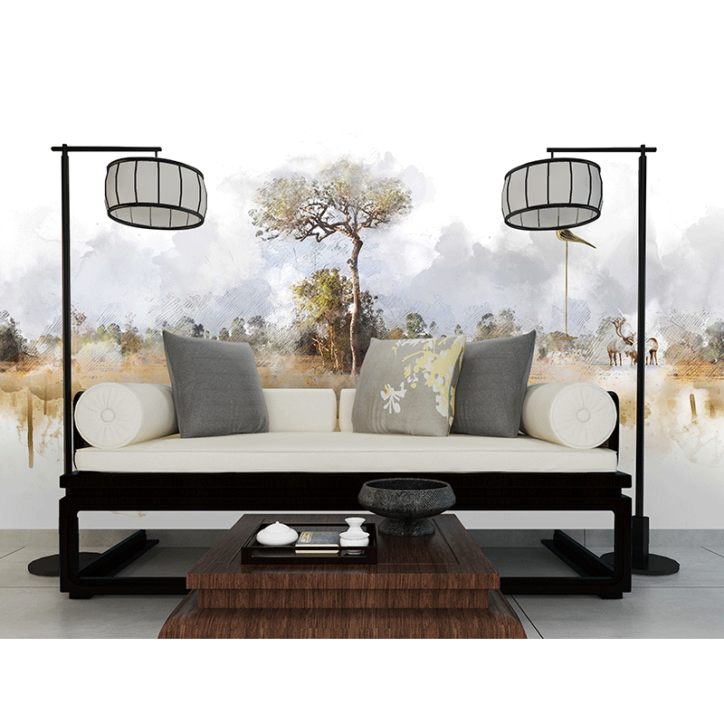 Custom hand-painted background wall coating tropical plants wallpaper mural for home