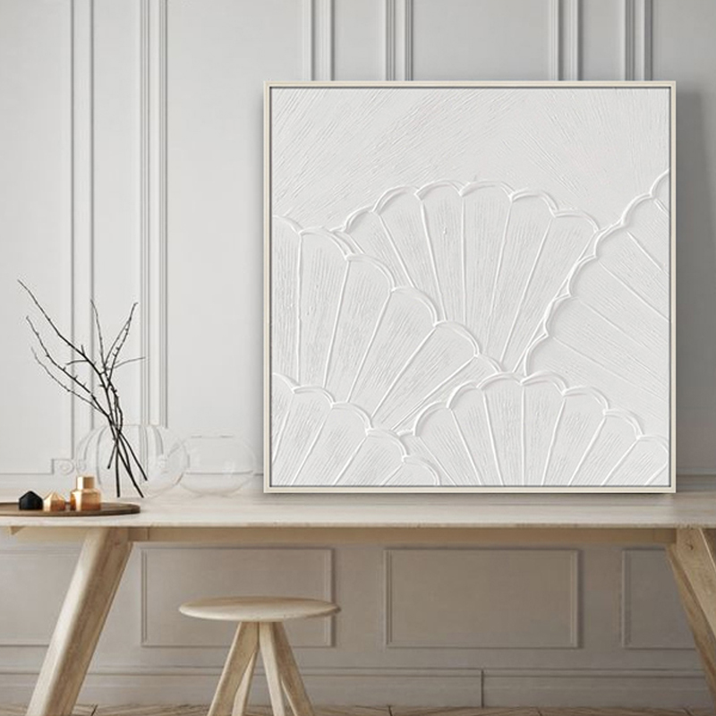 Popular White Abstract Designs Wall Textured Handpainted Wall Canvas China BSCI Audited factory