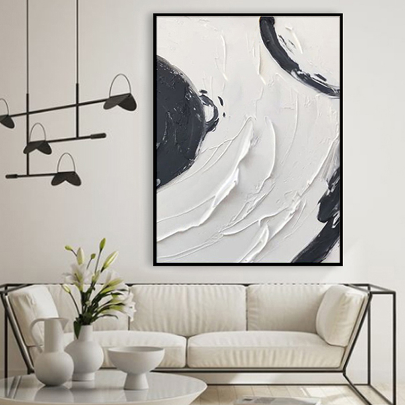 Black and white Abstract Framed Wall Art Painting great wall items for Home office restaurant