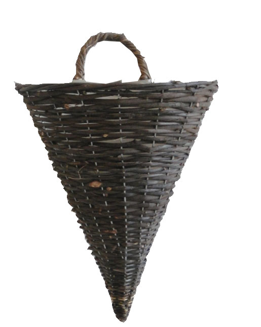 10"Black rattan wall cone basket Woven Flower Basket Decorative Rattan Cone Shaped Grower Flower Pot