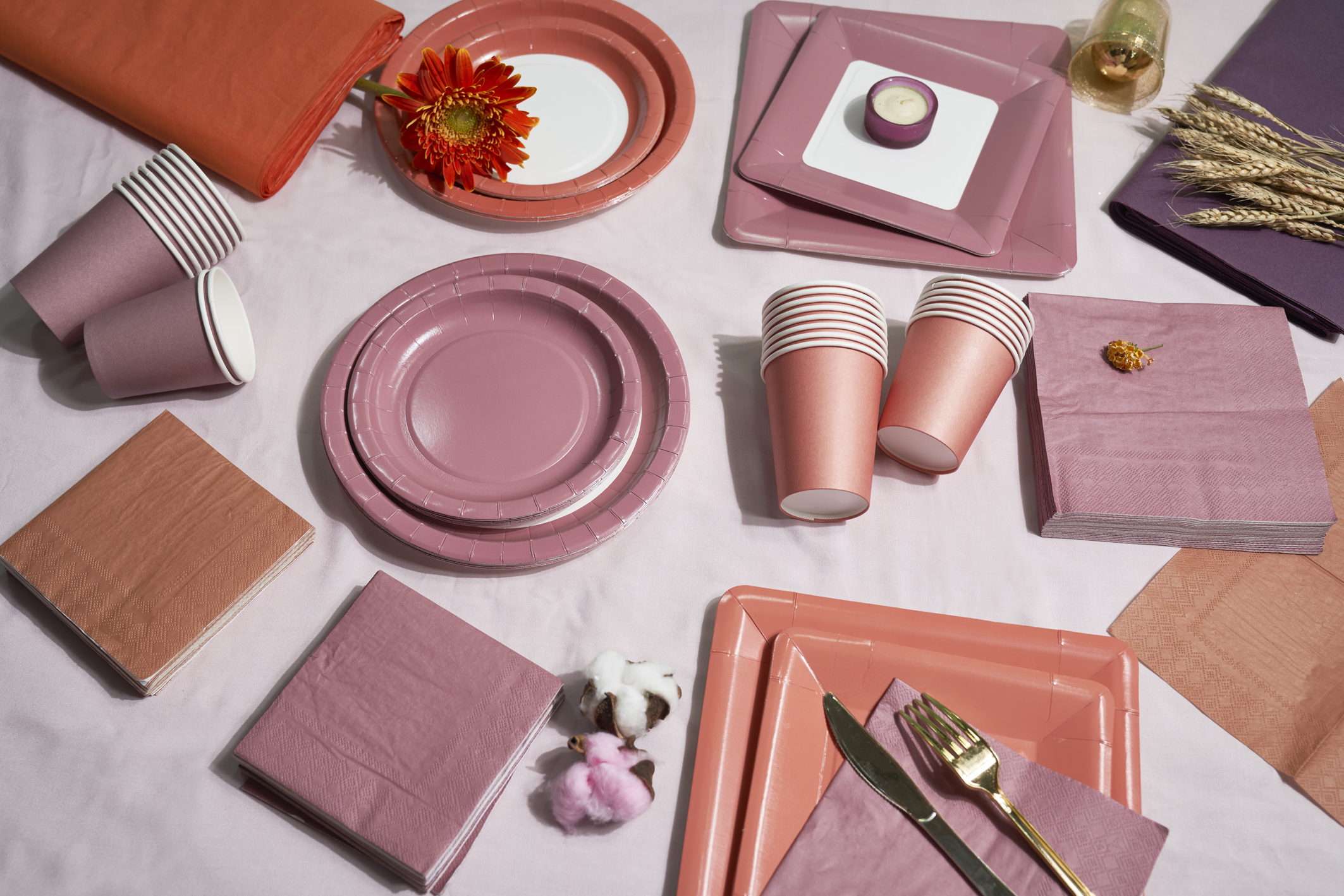 Factory Signal disposable paper plate cup napkin solid color