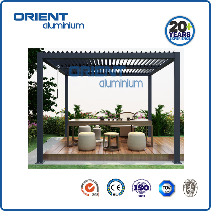 Motorised Outdoor Gazebo Modern Aluminium Louvre Roof Bioclimatic Pergola for Sunshade