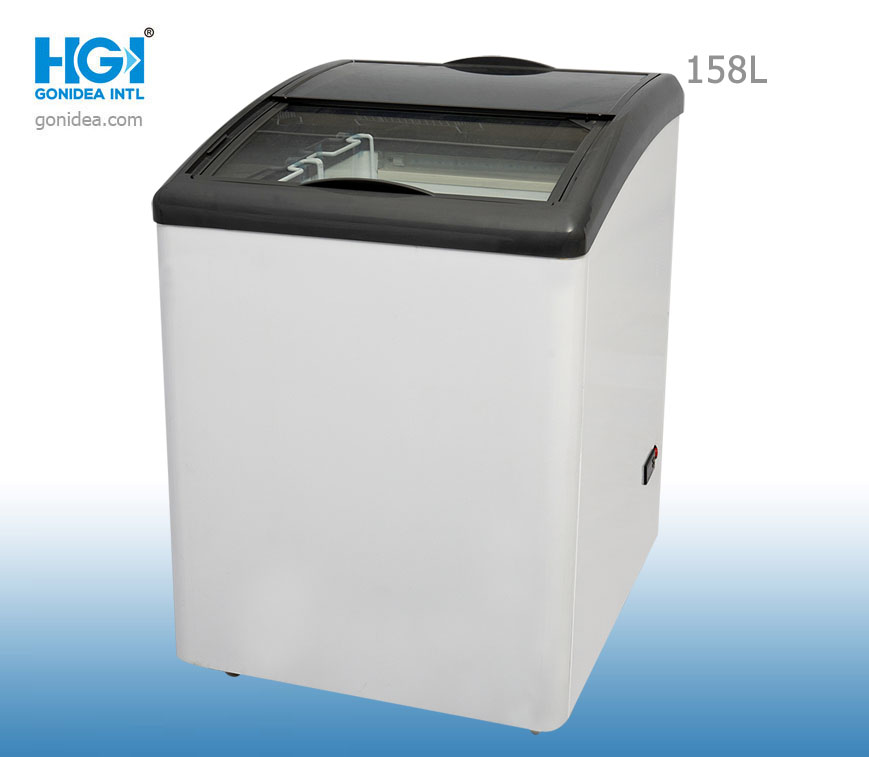 Commercial Curved Glass Door Ice Cream Chest Freezer 158L Model: SD/Sc-158y