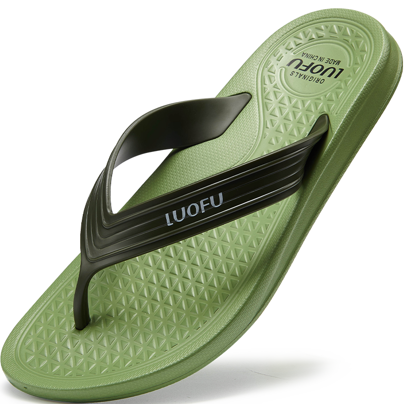 LUOFU Men's flip flops Slippery Breathable Flat Bottom Summer Holiday Beach shoes
