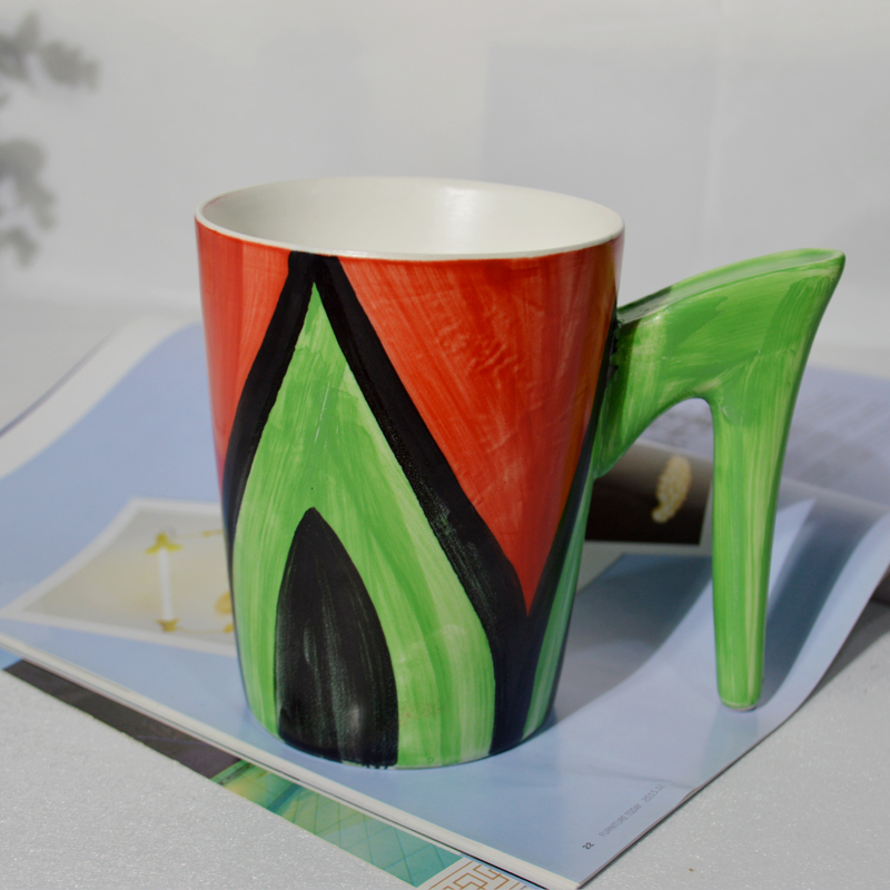 Stoneware hand painted mug,