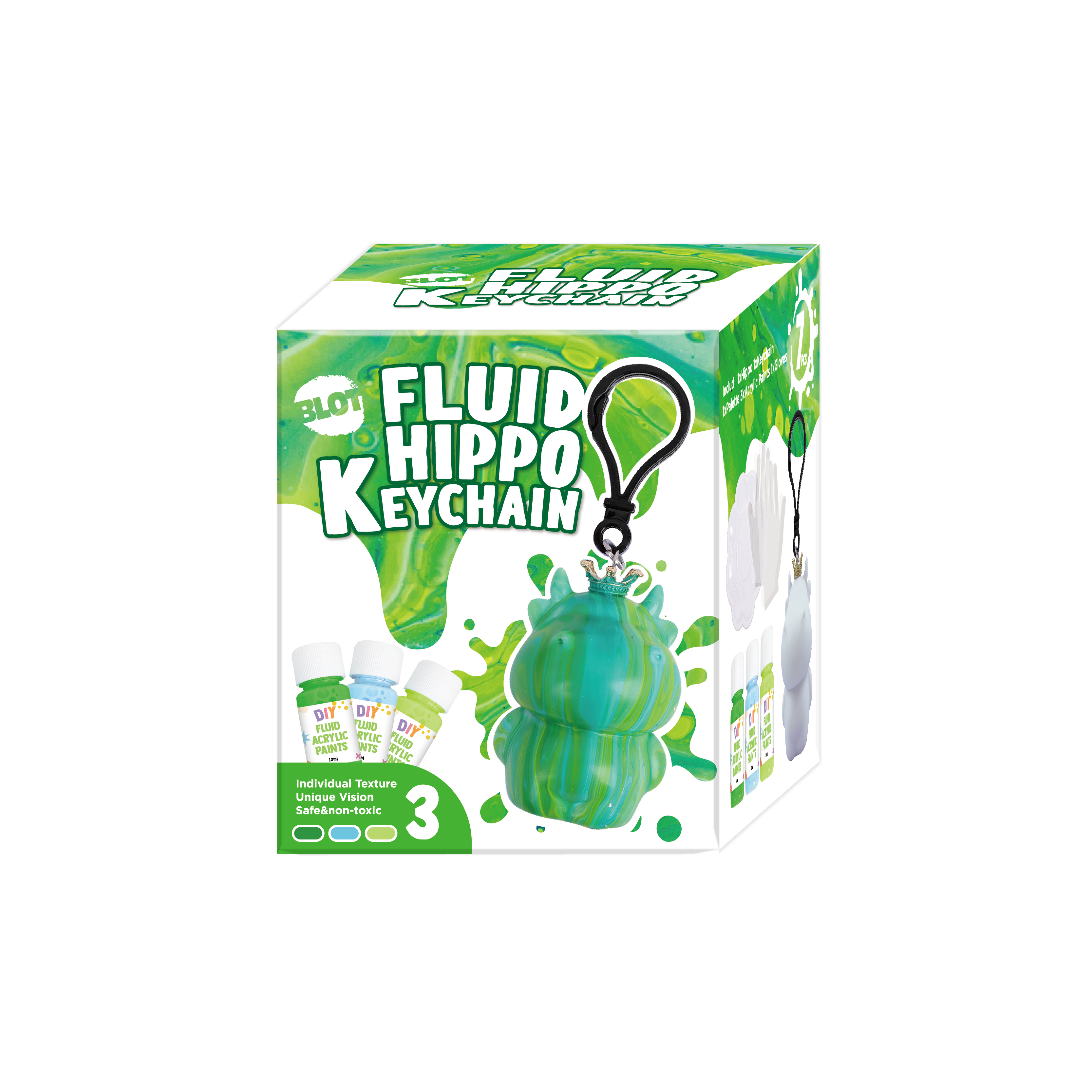 Fluid hippo keychain-green