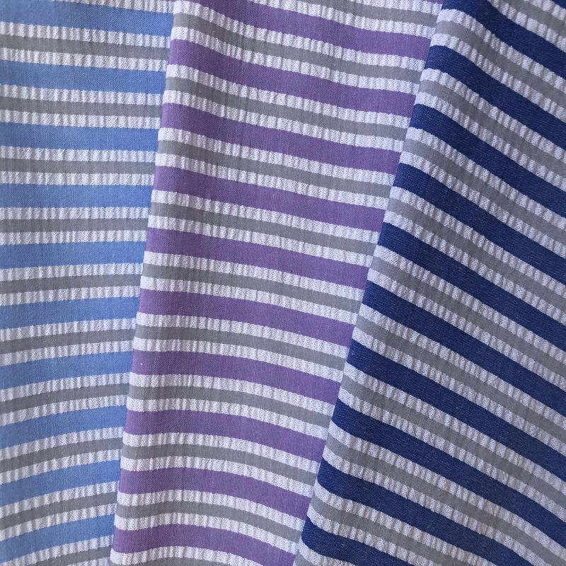 Polyester stripe seersucker