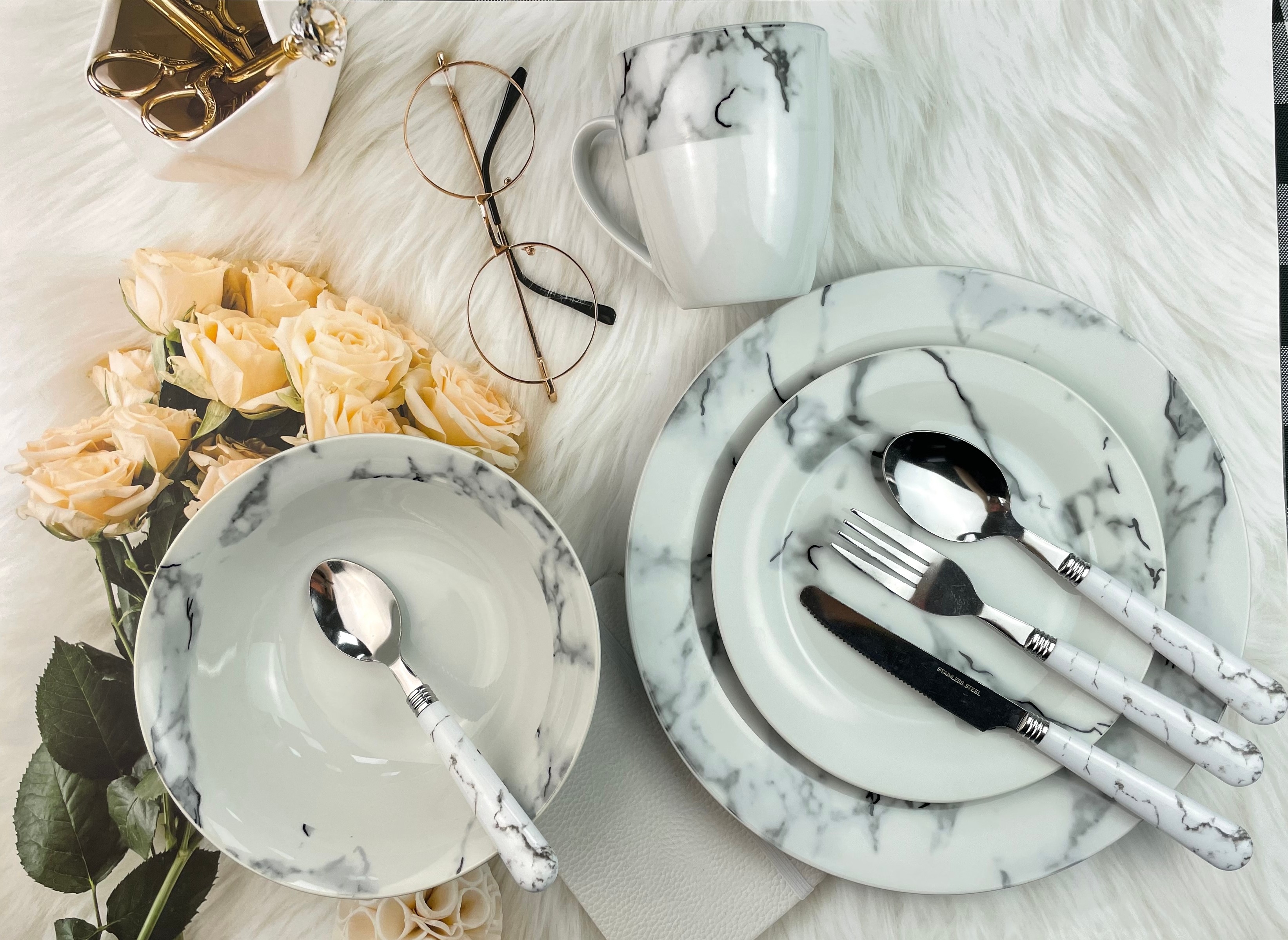 20pcs ceramic set/marble decalled porcelain/