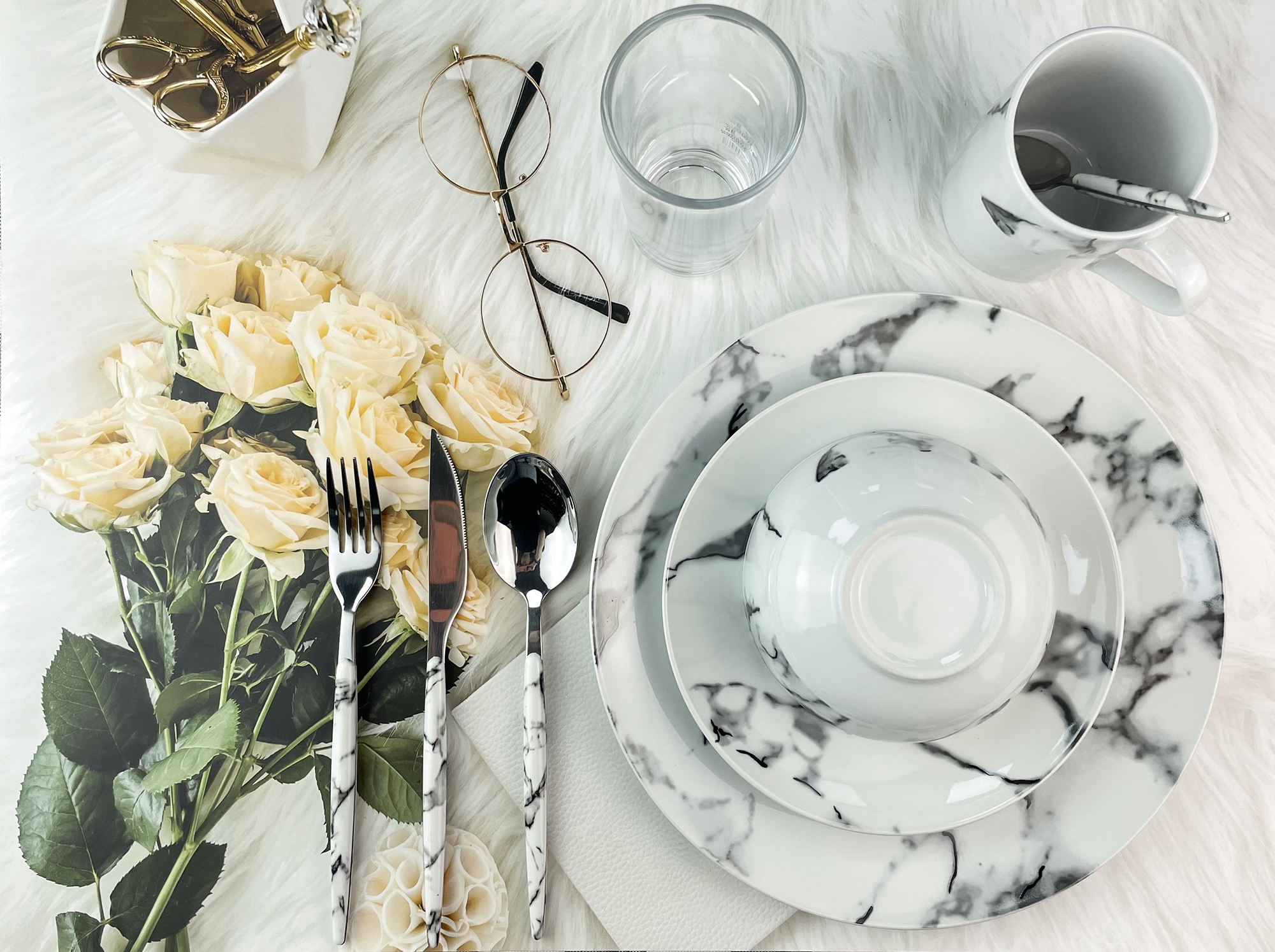 20pcs ceramic set/marble decalled porcelain/