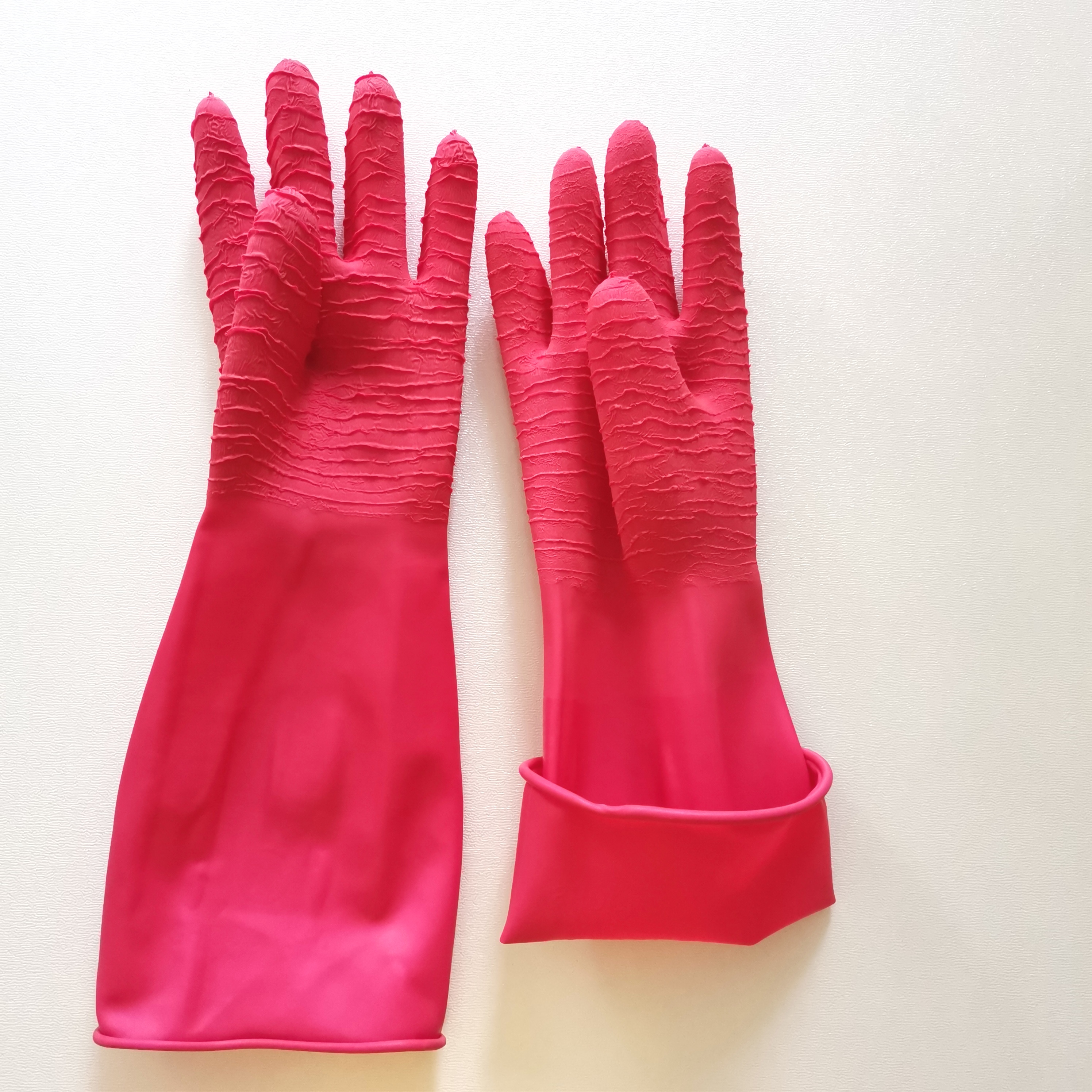 12" inches crinkle palm food grade fishing seafood industrial heavy duty latex rubber gloves