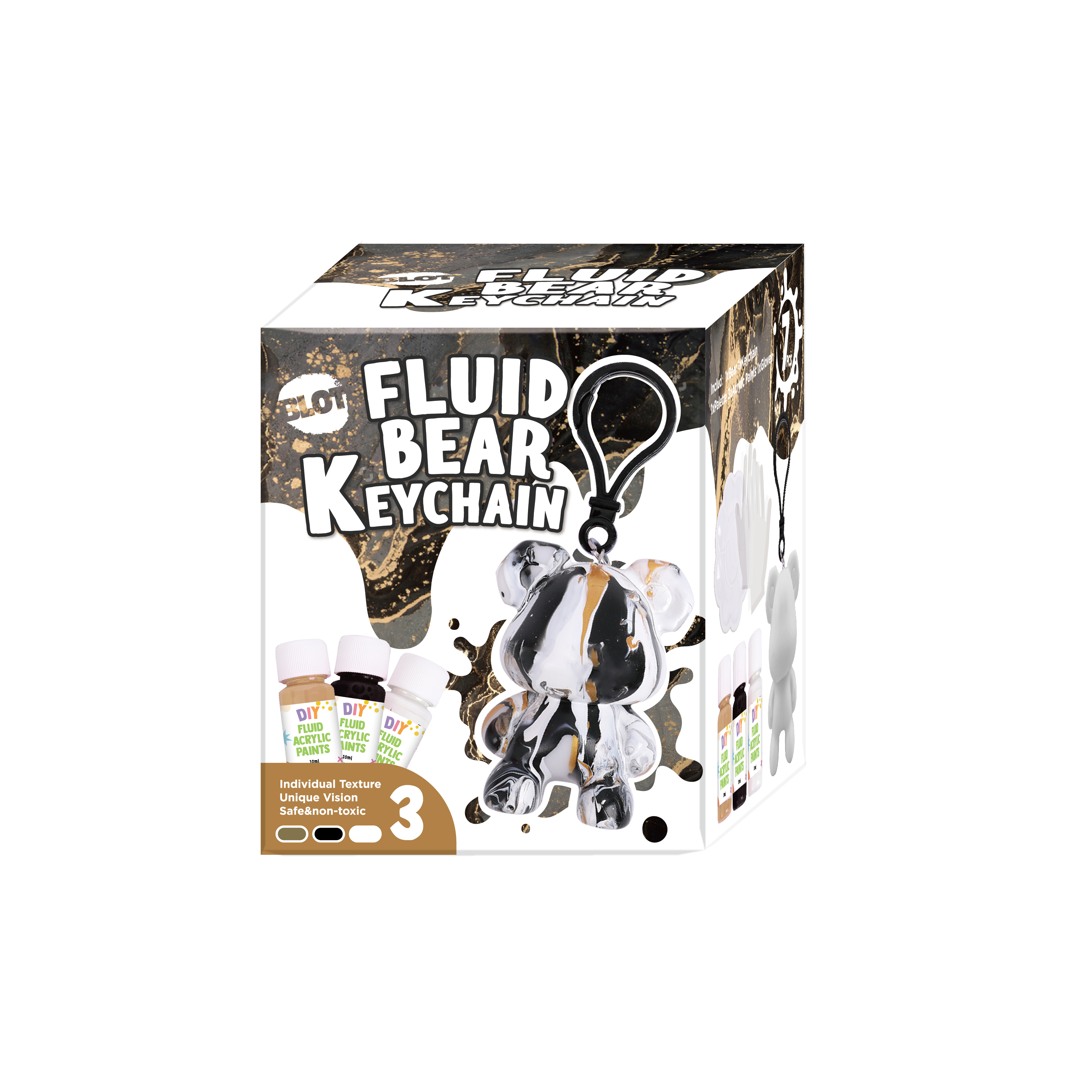 Fluid bear keychain-Black and gold