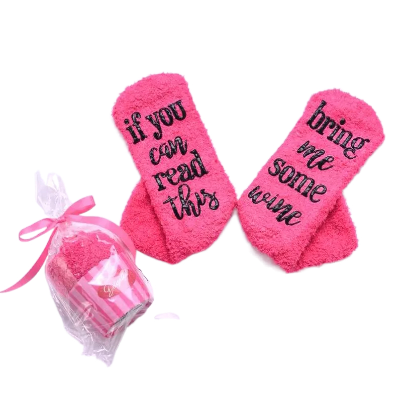 Fuzzy socks with custom logo printed for unisex