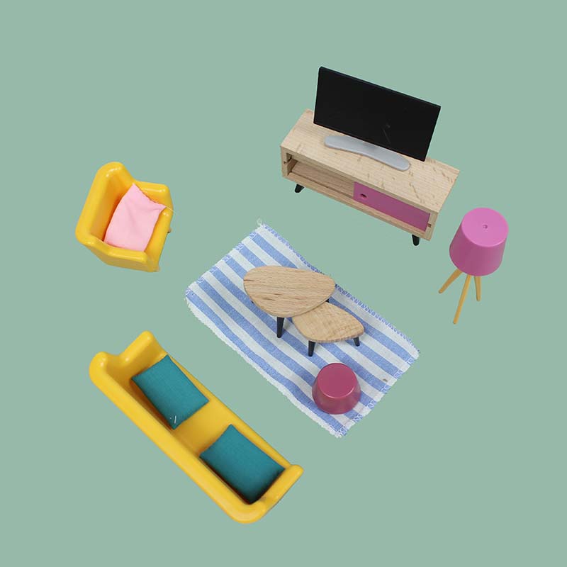 Pretend play Family Sitting Room Set Simulation Toy Gift for Dollhouse Life Miniature Furniture