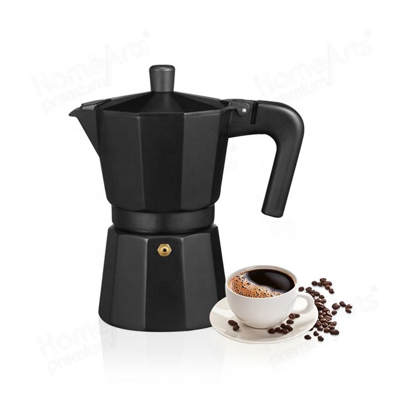 3/6 Cup Matte Black Stovetop Portable Manual Aluminium Coffee Espresso Maker