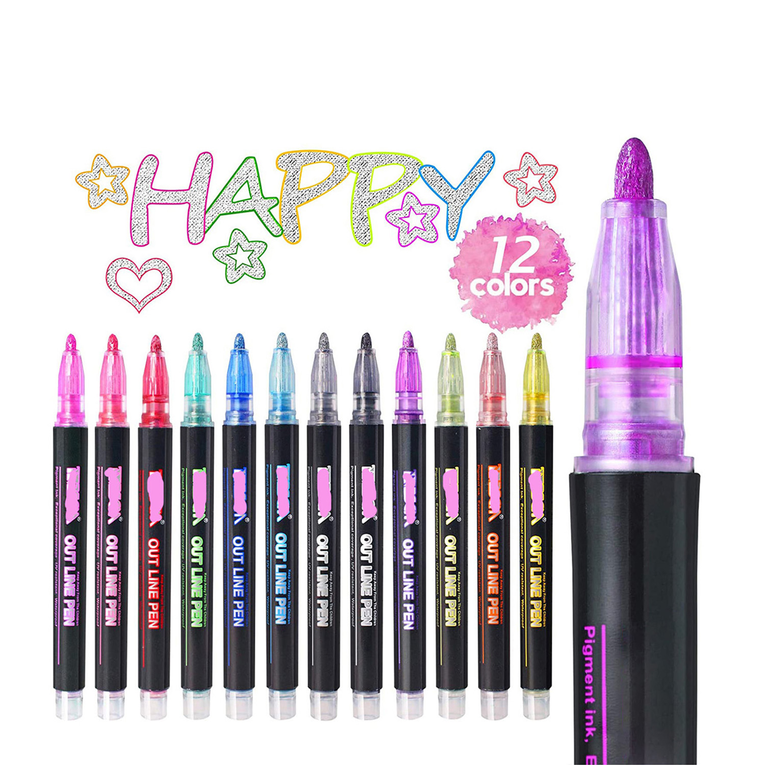 Double line marker pen
