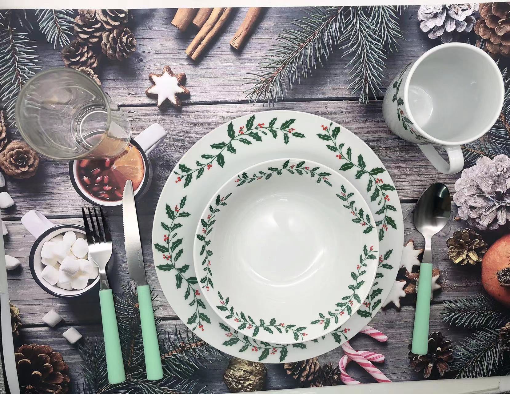 12pcs ceramic set/leaves decalled porcelain/