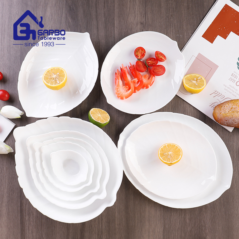 Hot selling leaf design 4inch heat resistant bowl white opal glass salad bowl