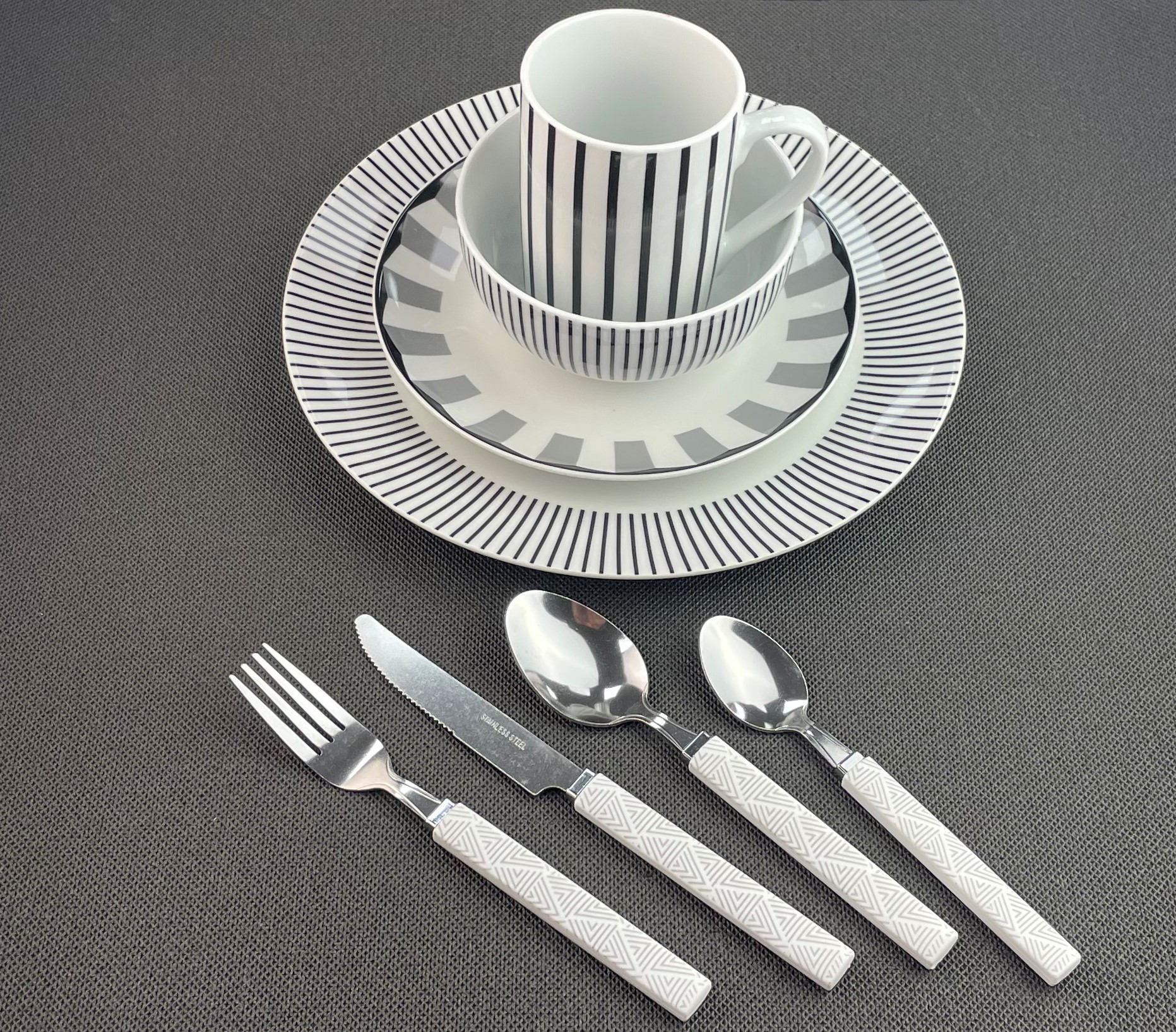 20pcs ceramic set/stripe decalled porcelain/