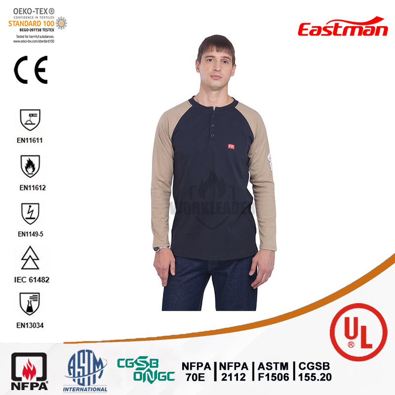 Two Tone FR Knitted Henley Shirt