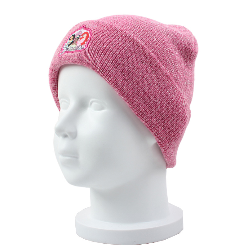 Kids Knitted hat with 100% acrylic custom emboridery logo warm for winter outdoor