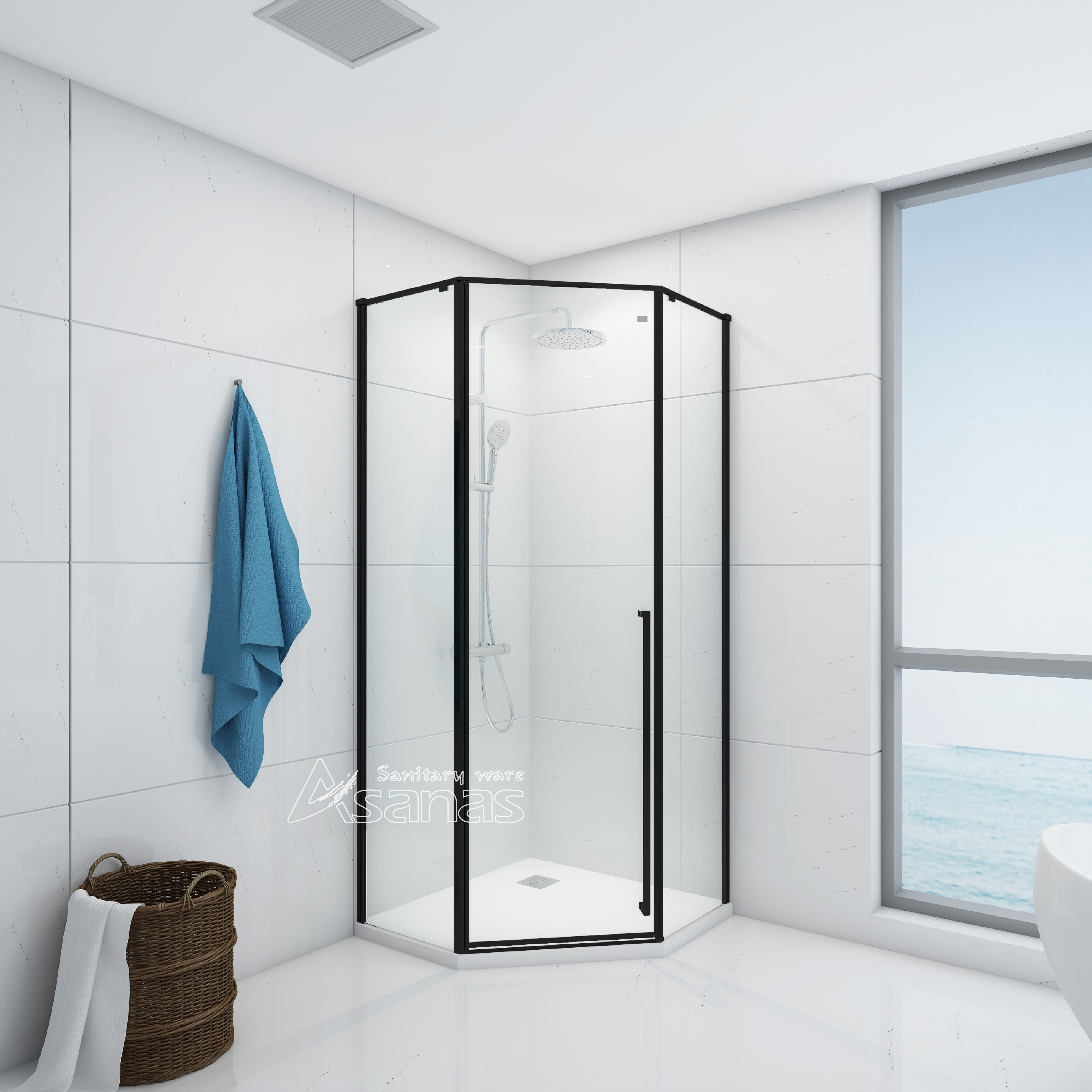Diamond Shower Enclosure AS3828 Black