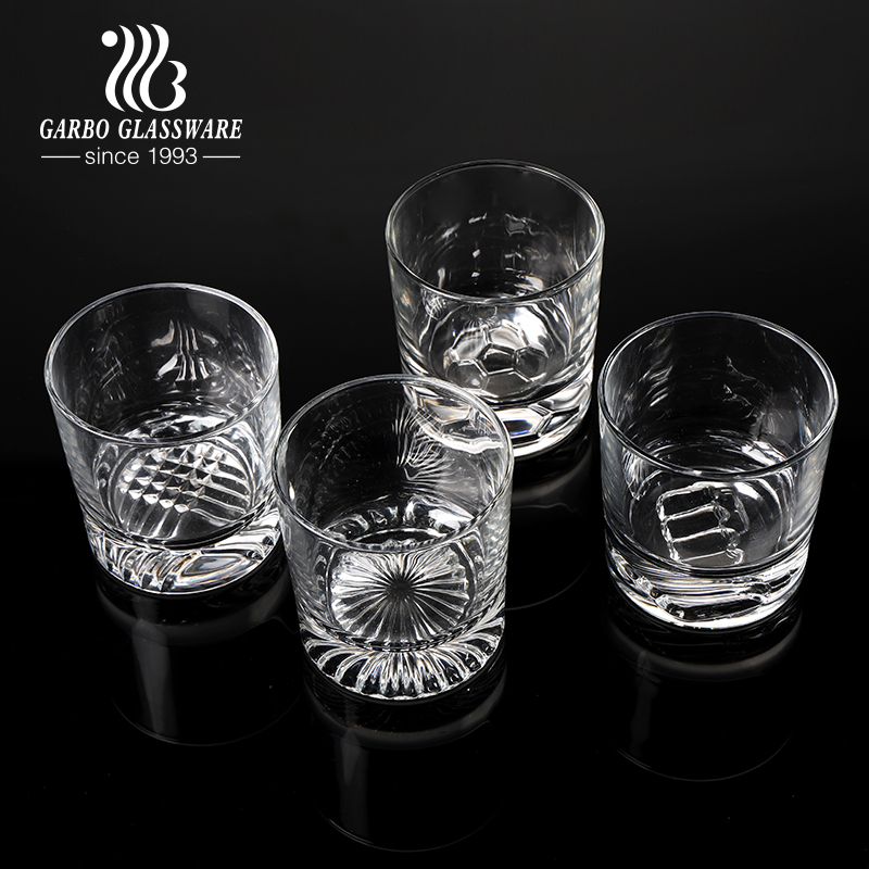 Garbo Clear High White Cut Glass Unique Elephant Bottom Whiskey Glass for Bar Restaurant 10.5 oz