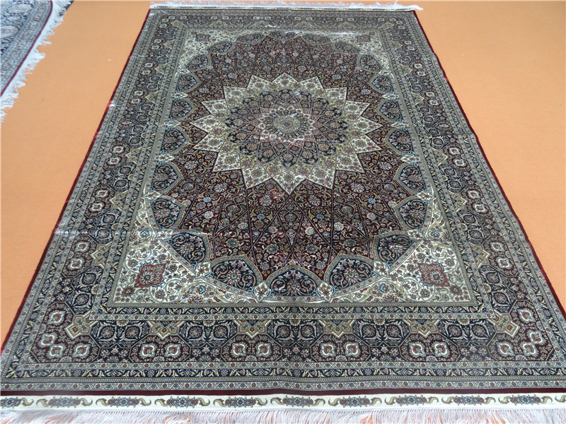 Persian splendor 6x9ft handmade art silk living room carpet,bedroom carpet,study oom carpet