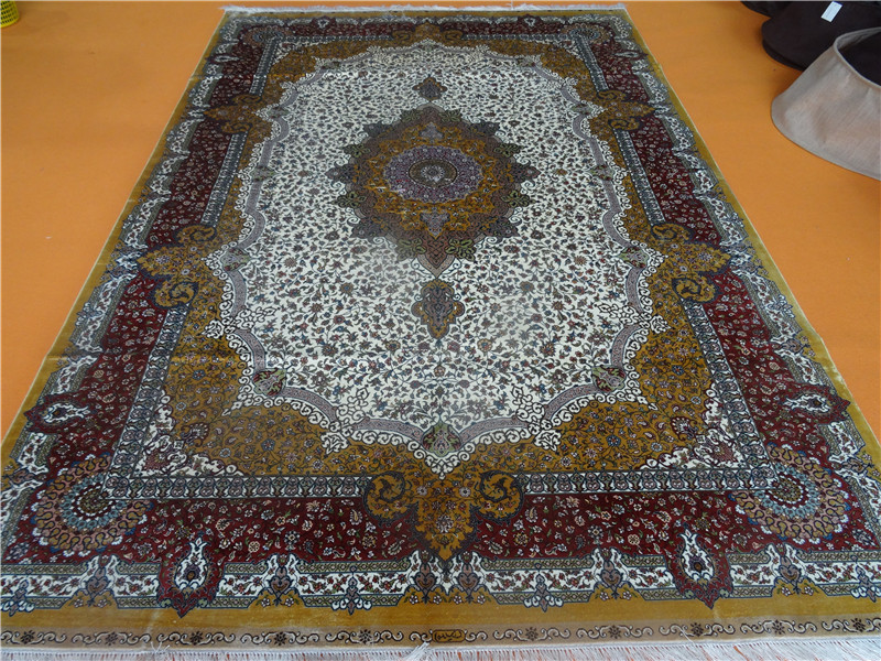 Persian splendor new design red color 6x9ft hand knotted silk villa living room carpet