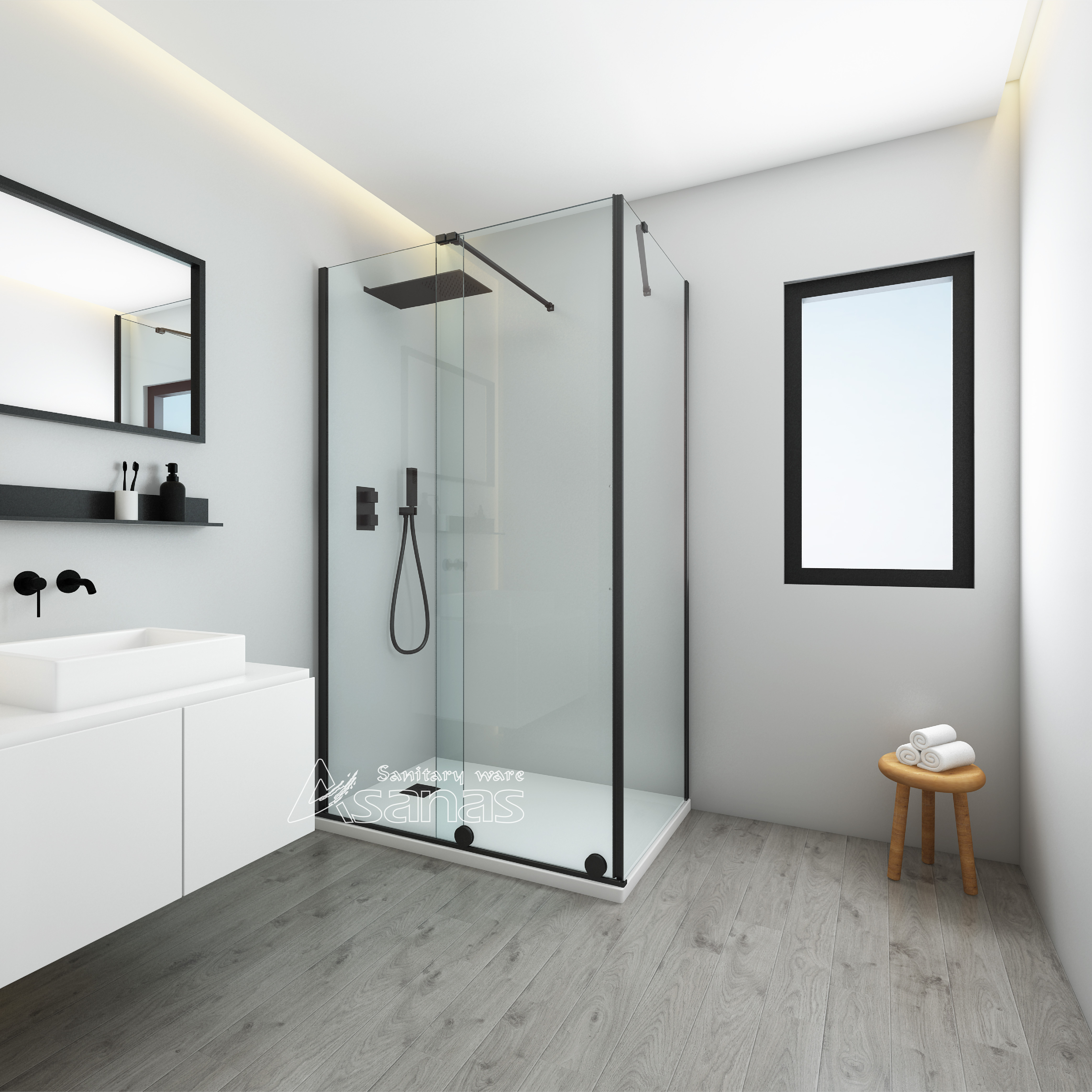 Rectangle Shower Enclosure AS32005-14080 Black