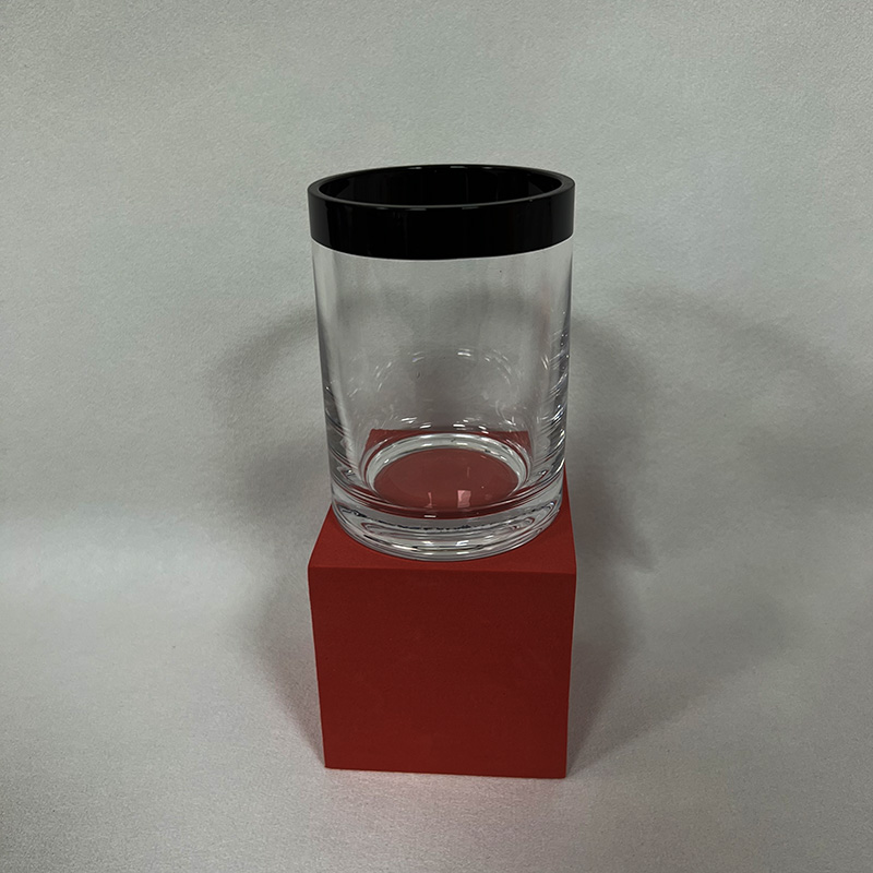 Mexico blue rimmed wishkey rock glass colored whiskey glass tumbler