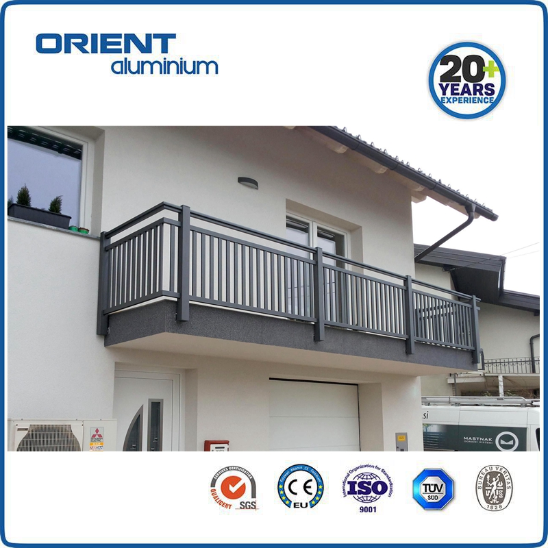 Exterior aluminum u channel profile tempered glass balustrade for balcony