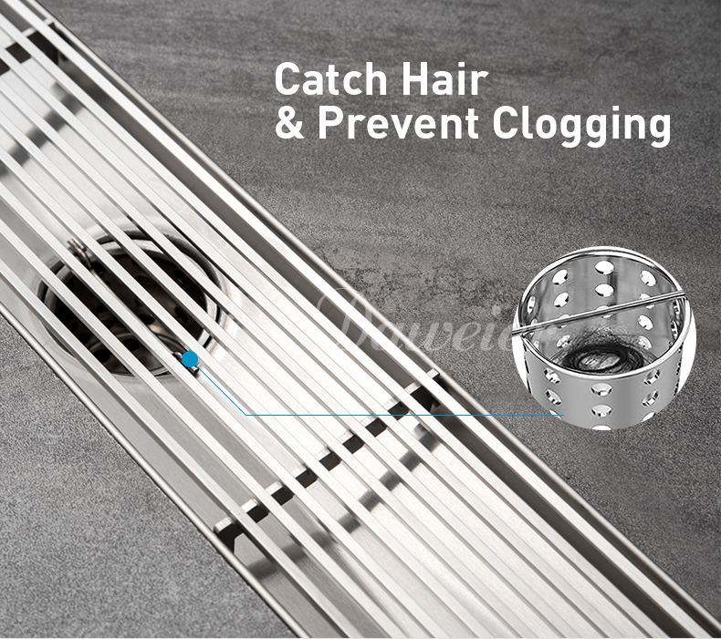 304 stainless steel linear shower drain