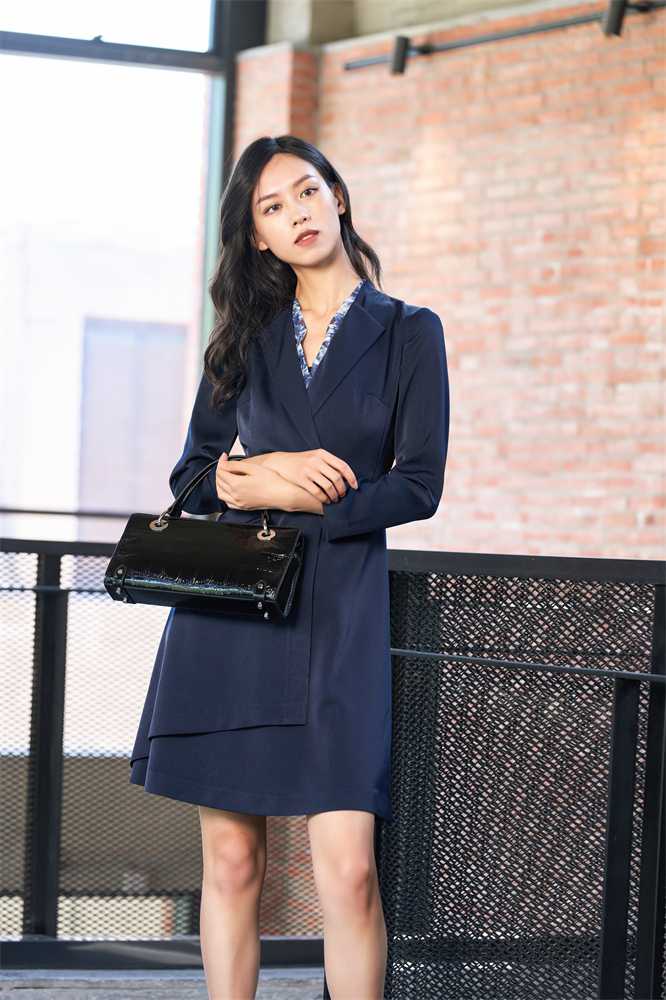 Suit Collar Splice Dress