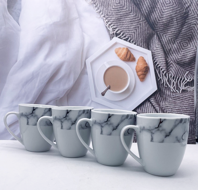 4pcs ceramic cup/marble decalled porcelain/