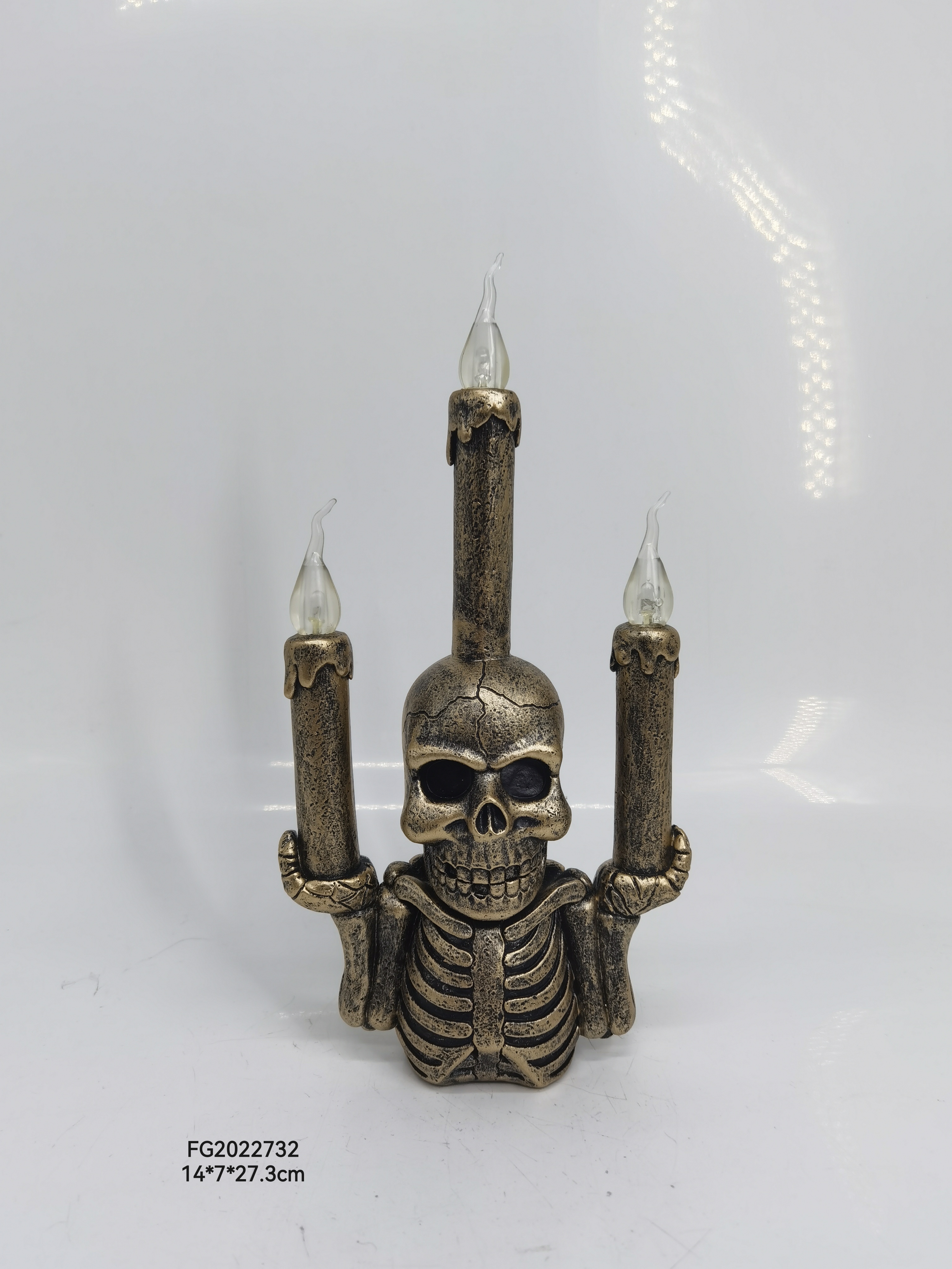 Halloween skull candlestick ornaments with lights