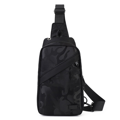 New men's chest bag urban youth simple casual single shoulder crossbody bag headphone hole