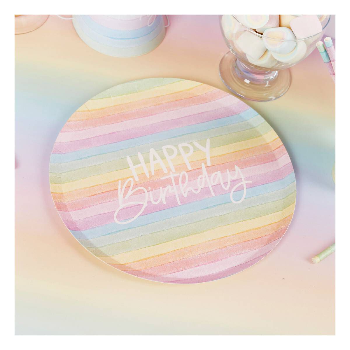 Eco Birthday Rainbow Paper Plates