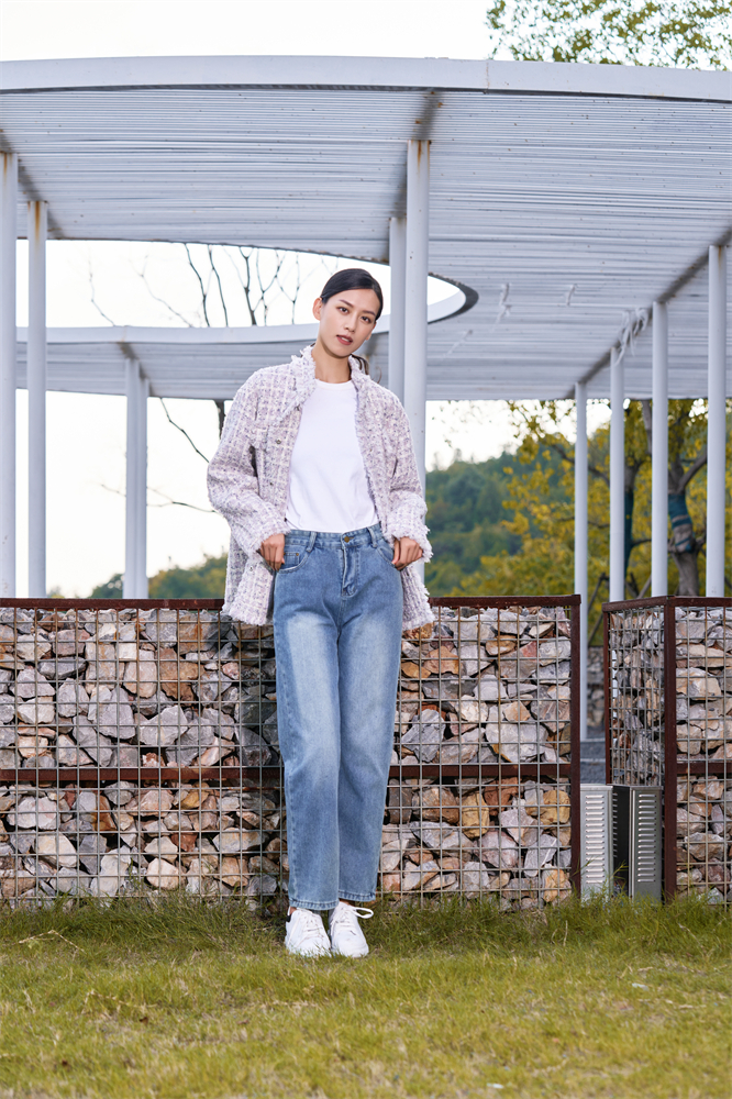 Lavender tweedy large profile coat