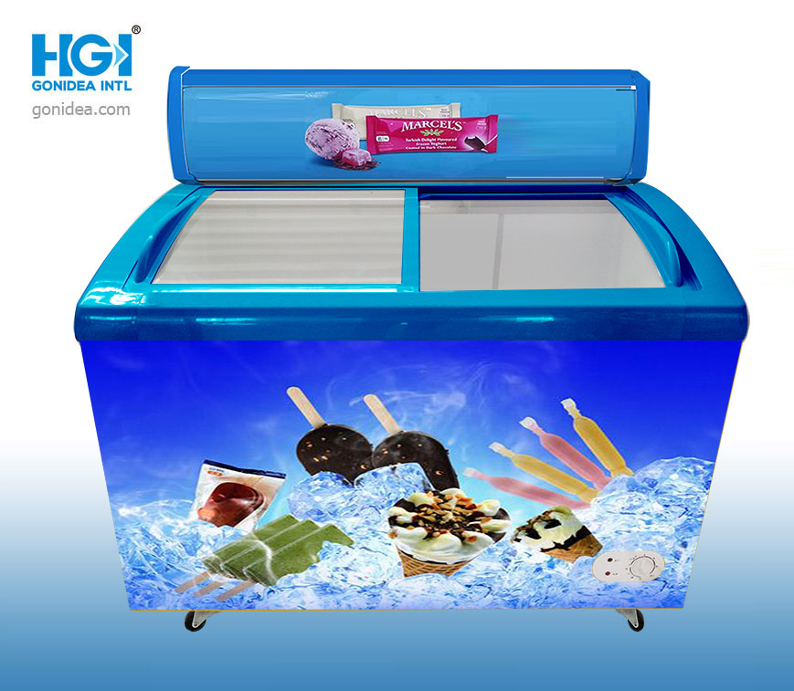 Factory Chest Display Glass Door Ice Cream Freezer SD/Sc-358y