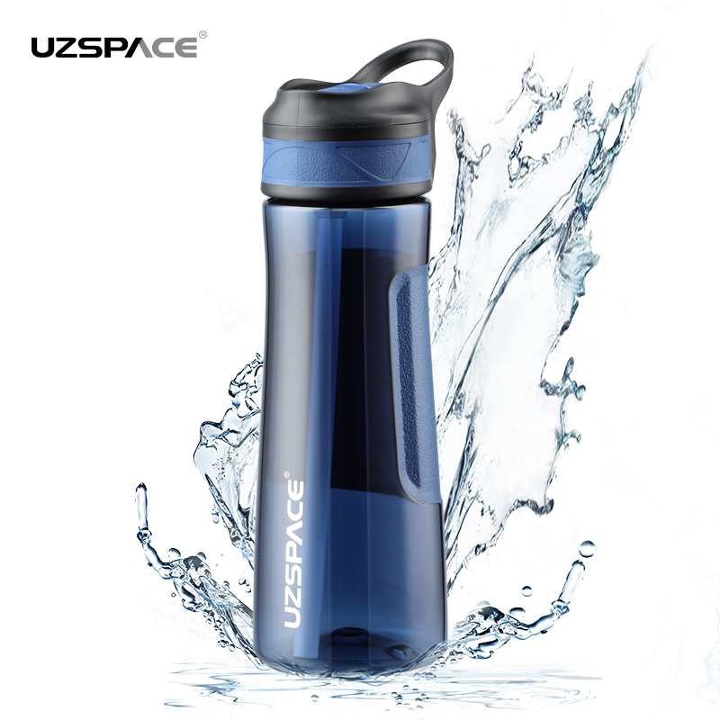 UZSPACE 670ml bulk wholesale unique fashion BPA Free plastic water bottle with custom logo and straw