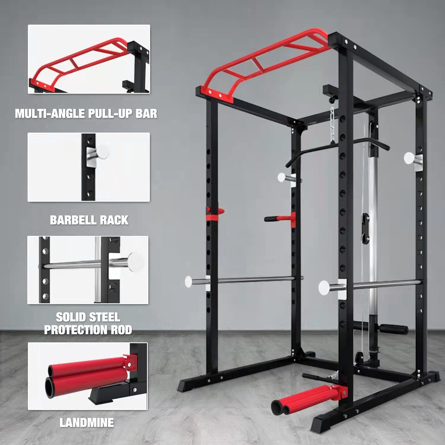 Multi functional combined fitness strength training rack