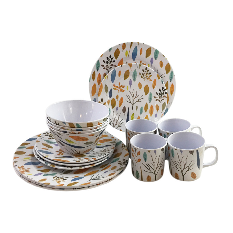 Autumn theme amine tableware set white background leaf pattern amine plate