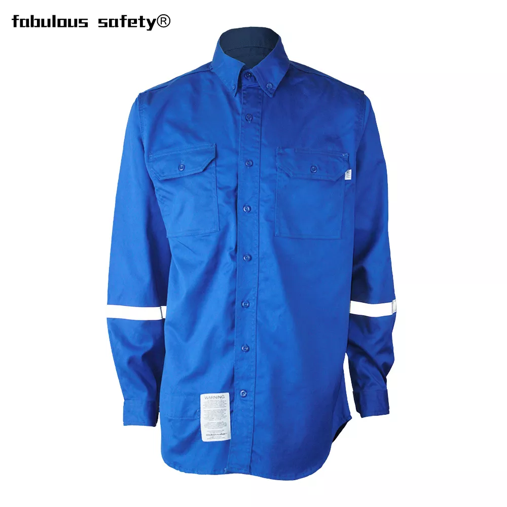 C/N 88/12 flame retardant royal blue shirt with reflective tape