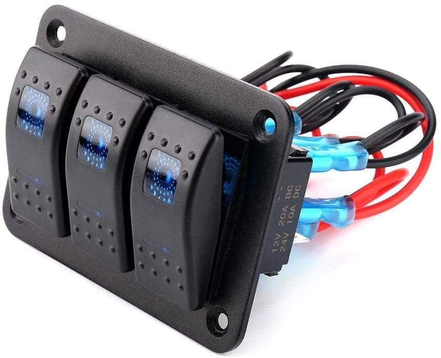 Waterproof DC12-24V 3 Gang Rocker Switch Panel For Car Truck Boat