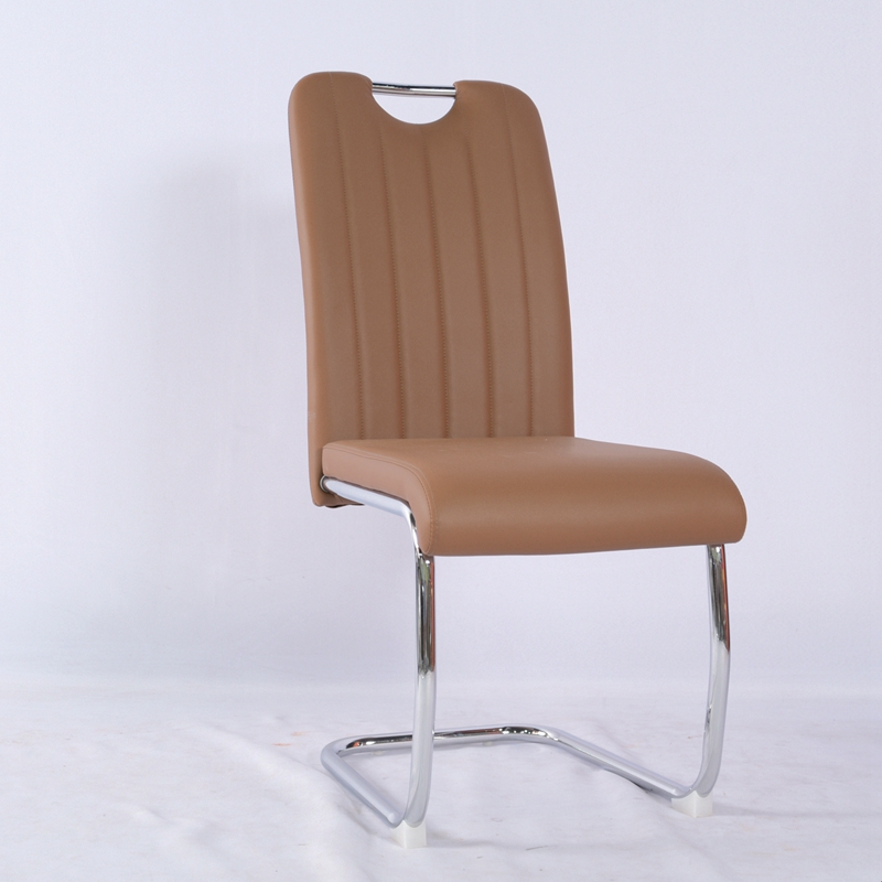 Wholesale Luxury Nordic Leather Restaurant Dining Chair With Chromed Leg