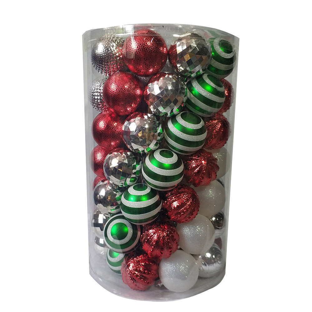 75CT Christmas Tree Ornaments 6CM Plastic Christmas Ball