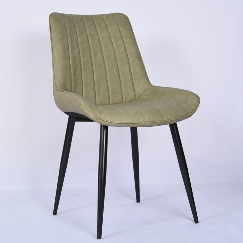 Modern Comfortable Vintage Leather Dining Chair With Metal Legs
