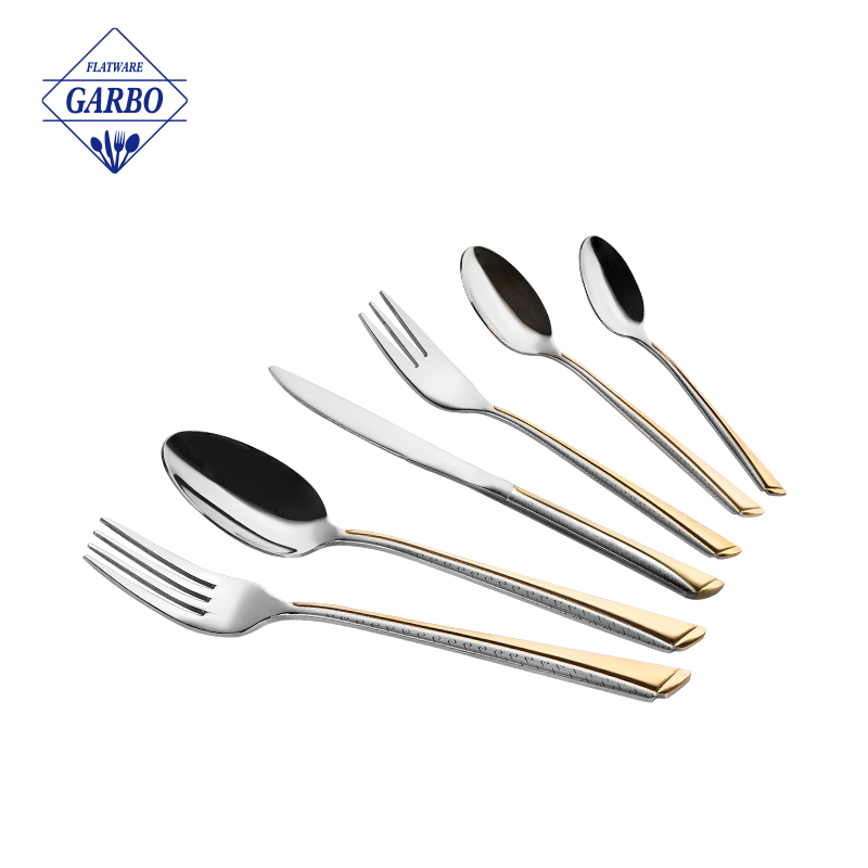 Factory unique golden plated luxury flatware set in stock